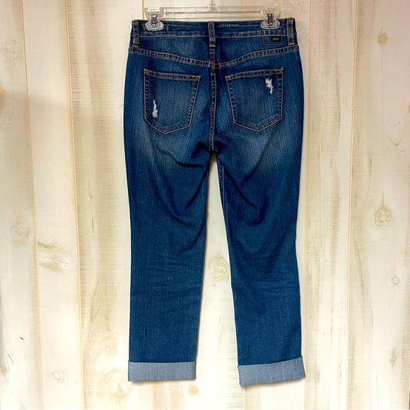 Jag Jeans Med/Dark Wash Distressed Rolled Relaxed Boyfriend Jeans Sz 0P - Picture 2 of 7
